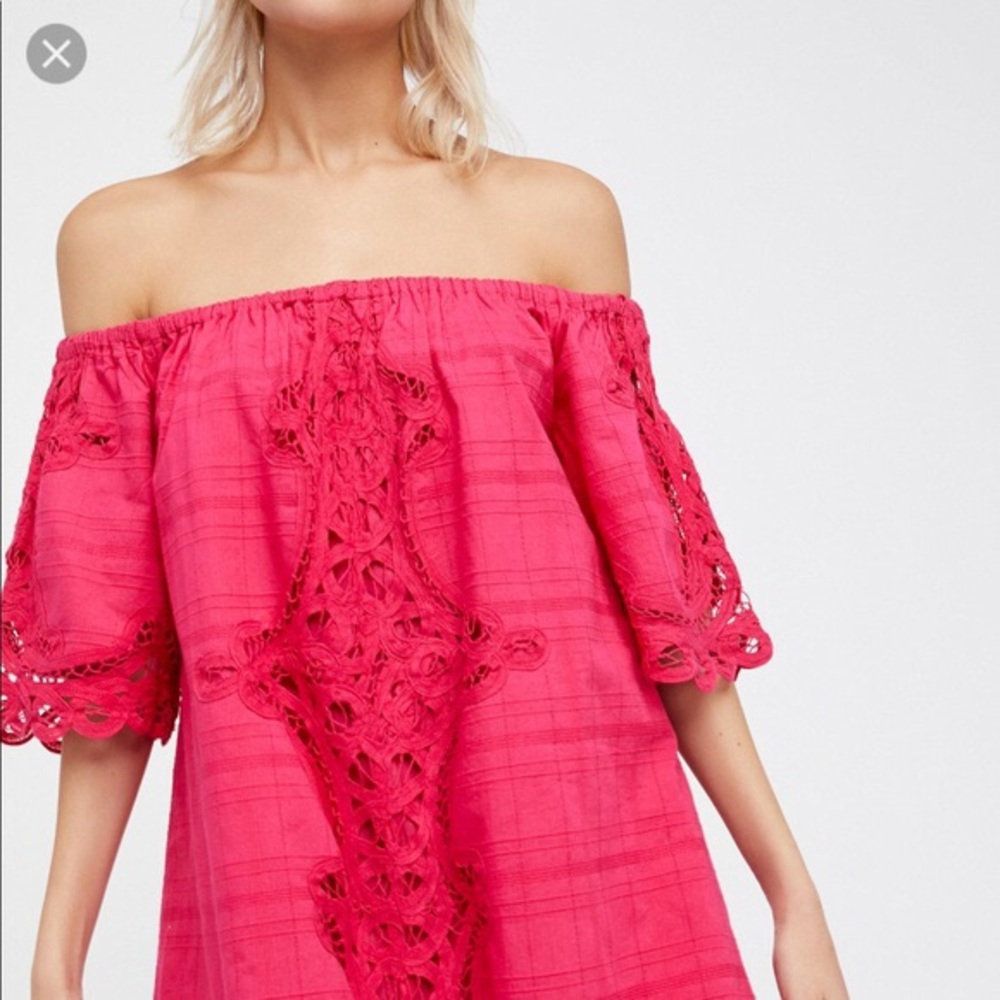 Free People Battenburg Off-the-shoulder Mini Dress